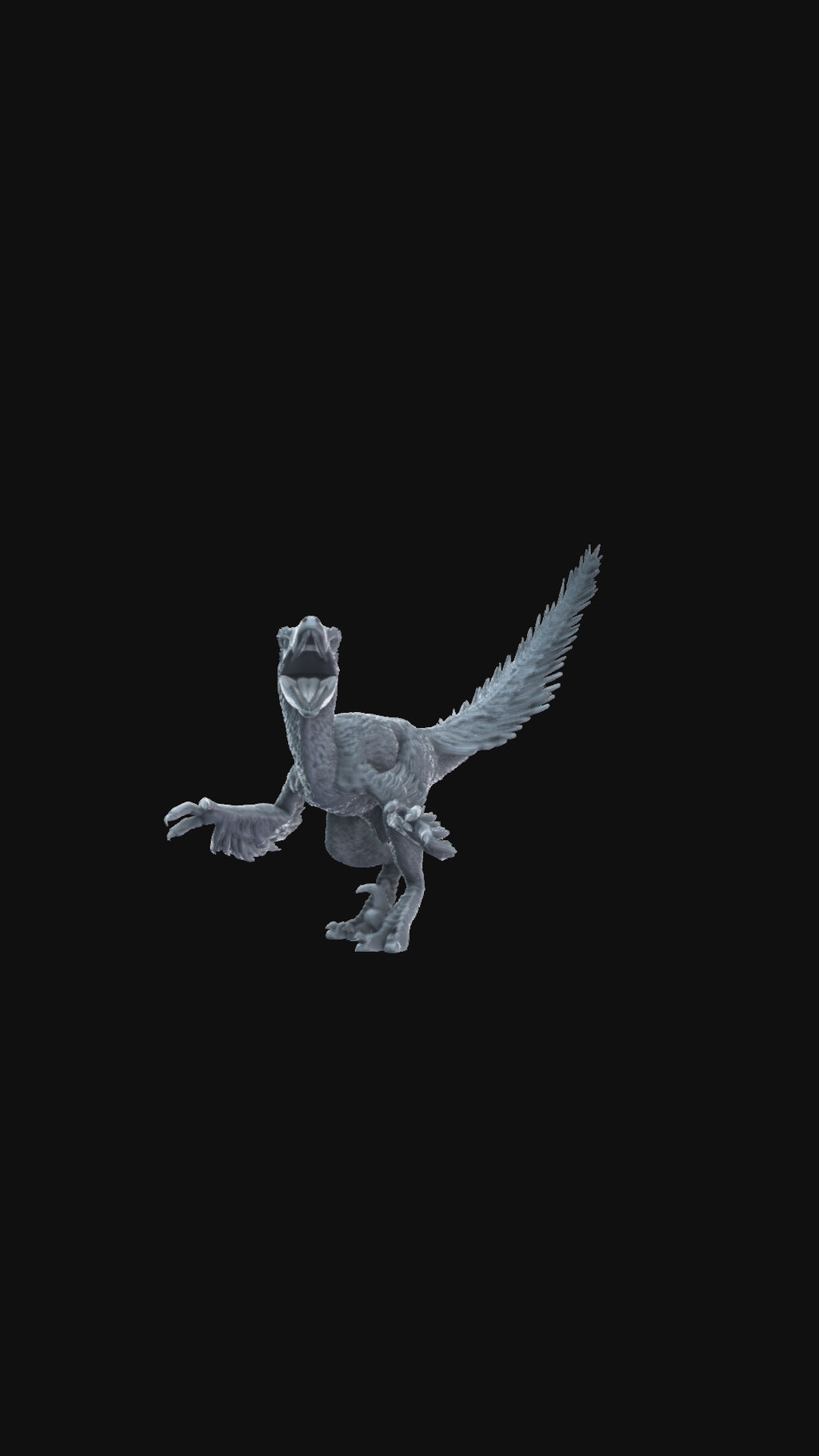 360-degree Deinonychus feathered miniature, rotating product view, detailed sculpt.