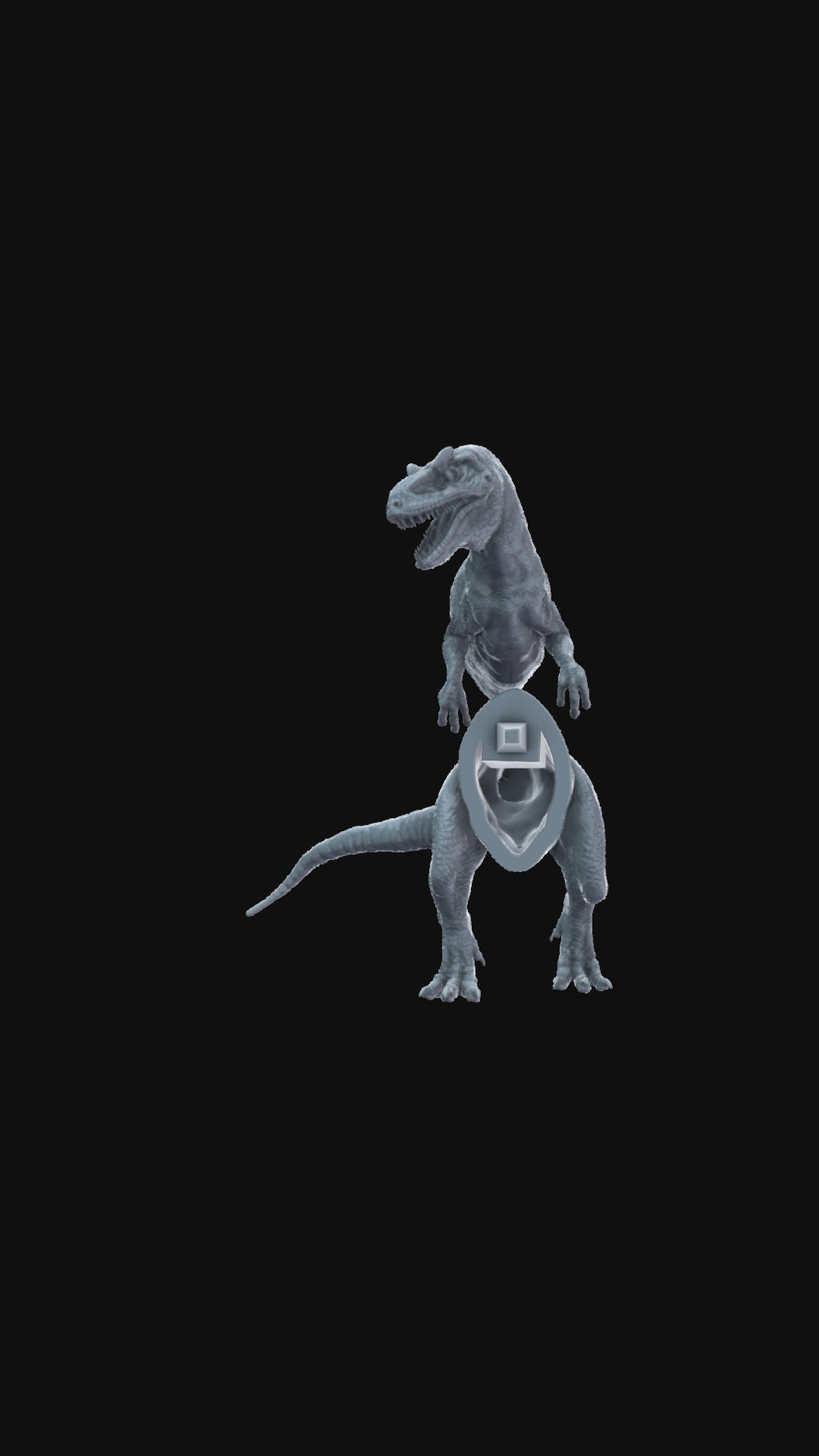 360-degree Allosaurus standing parts of miniature, rotating product view, detailed sculpt.