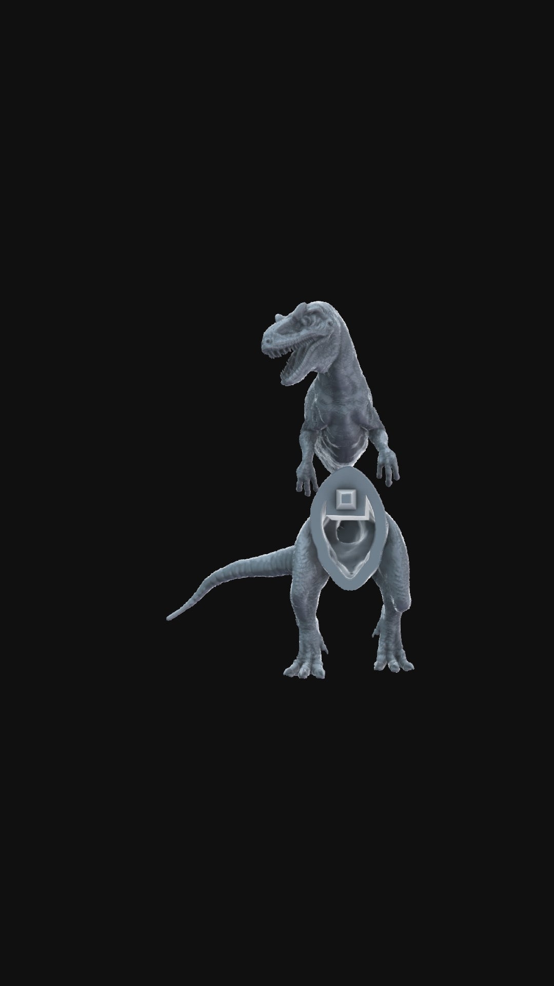 360-degree Allosaurus standing parts of miniature, rotating product view, detailed sculpt.