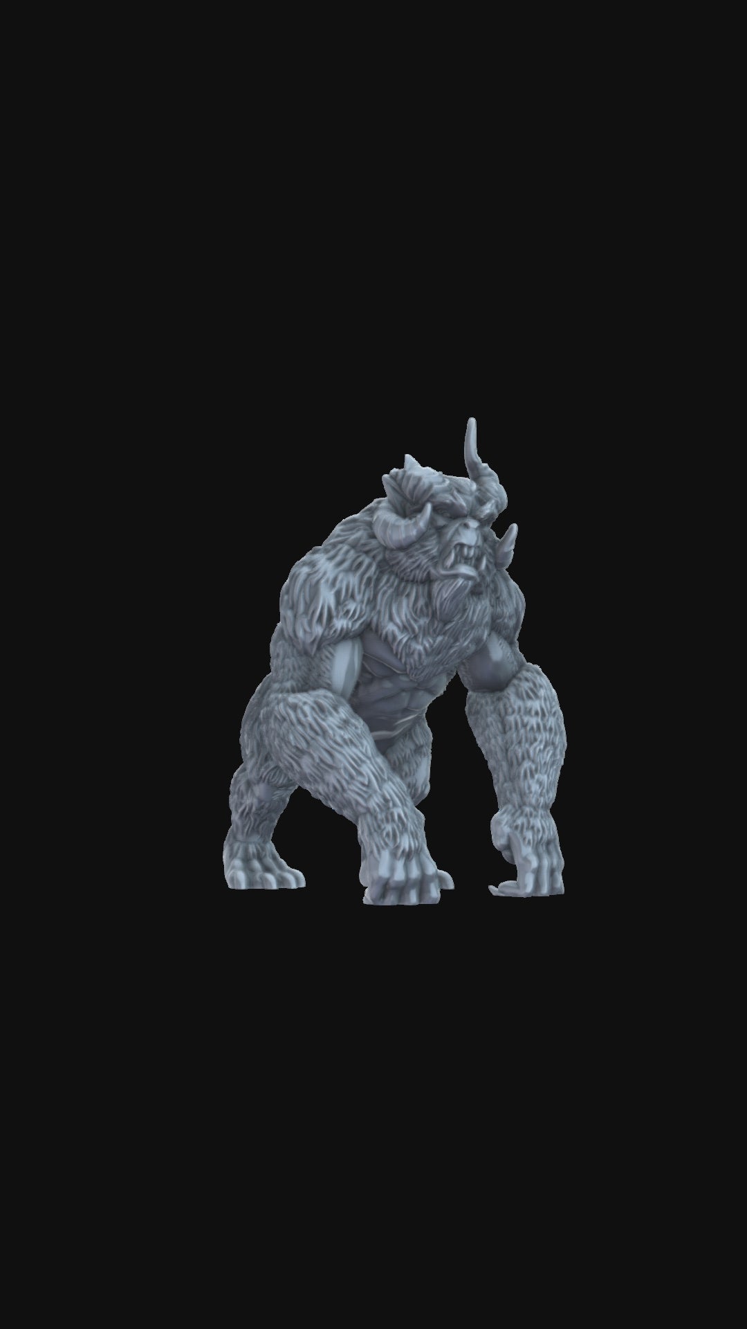 3d printed Yeti crouching 360 degree view