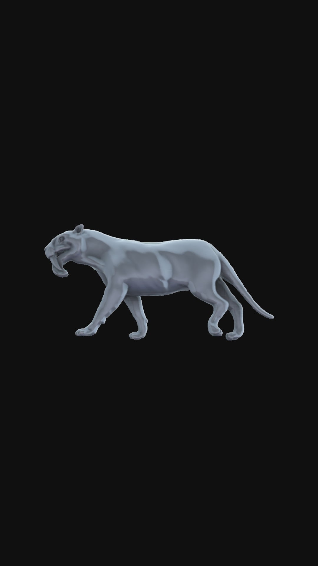 3D printed Thylacosmilus walking 360 degree view
