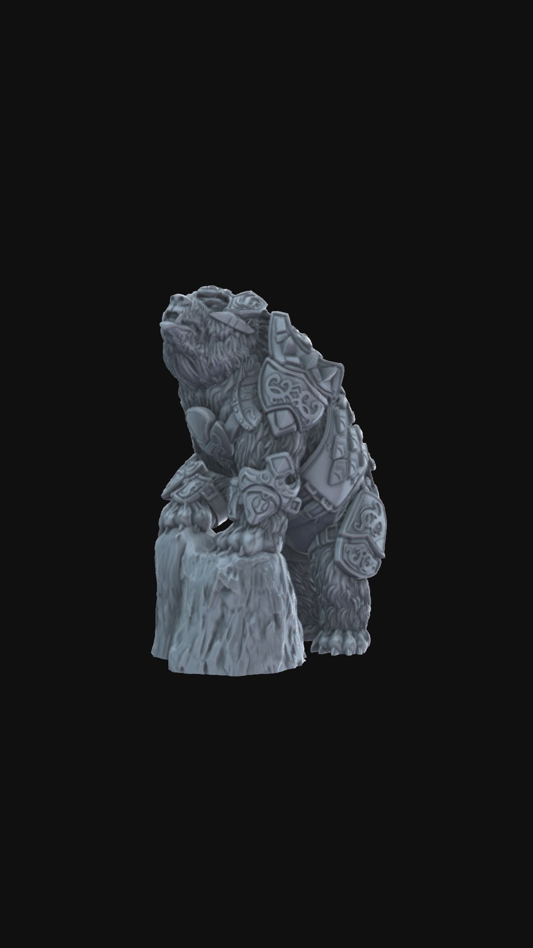 3D printed Armoured Bear on rock 360 degree view