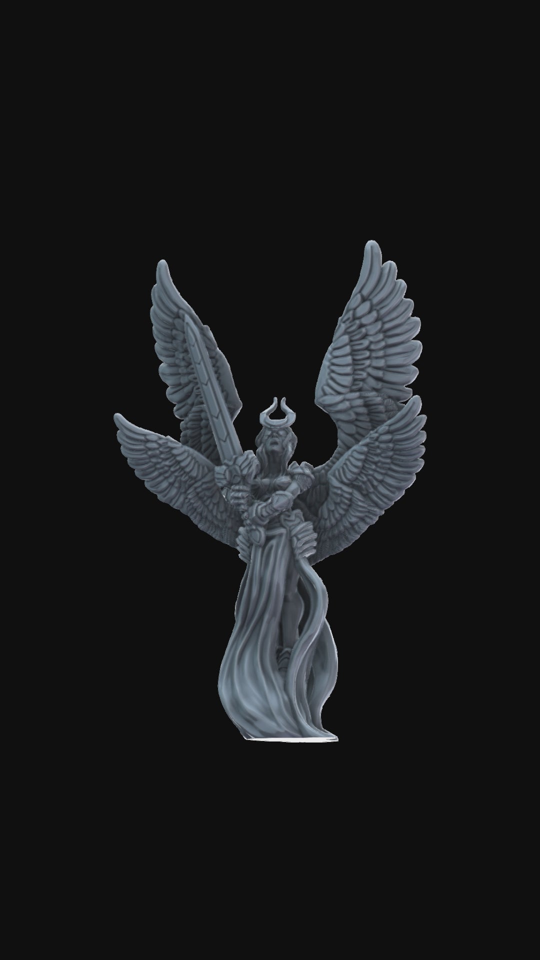 3D printed Wrathful Angel with helmet 360 degree view