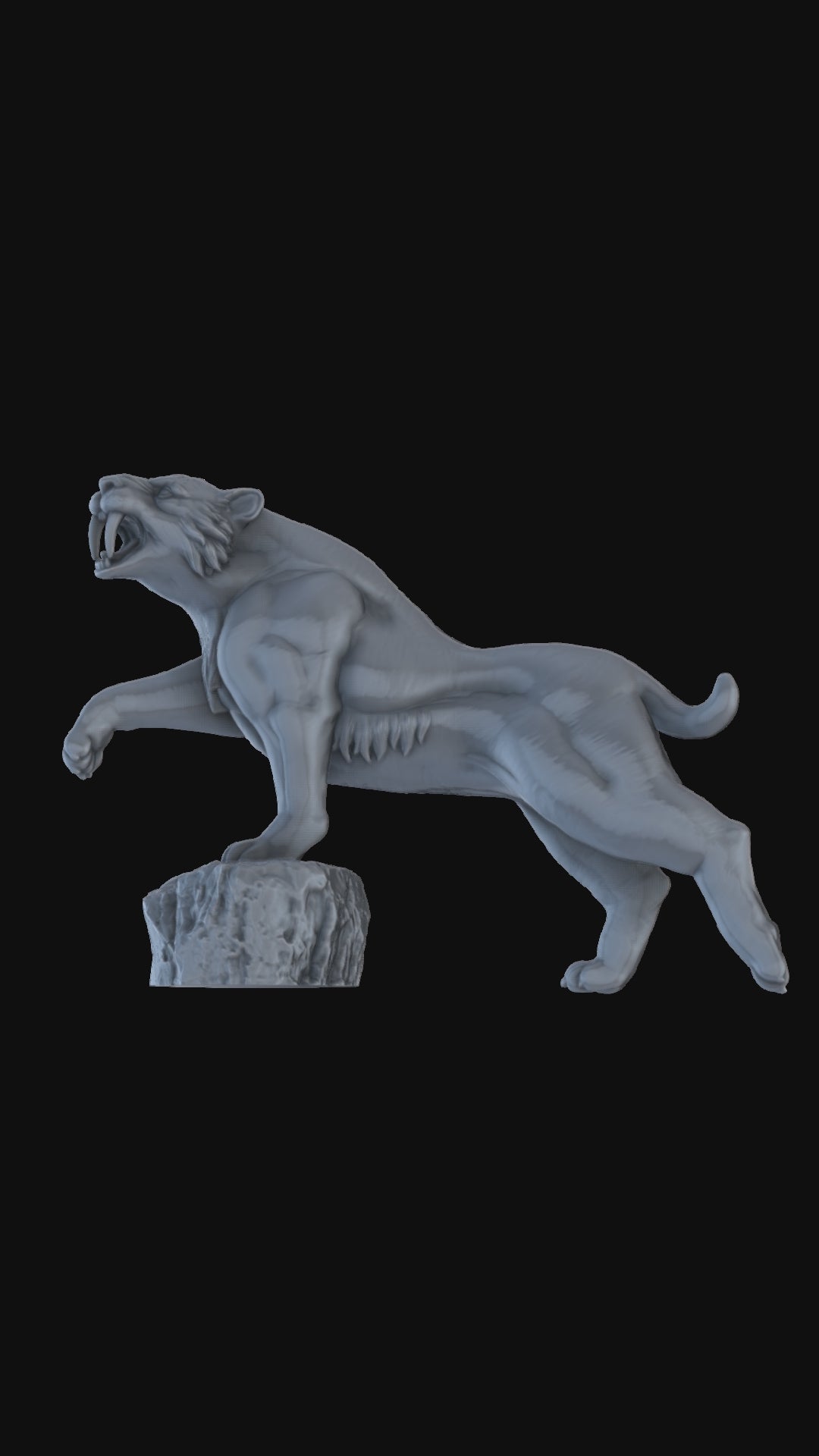 Sabretooth tiger on rock – 28mm Miniature
