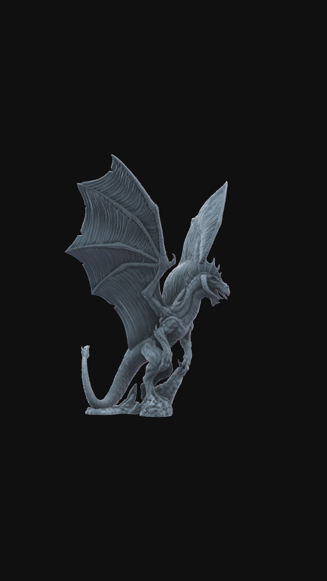 3D print Young Black Dragon 360 degree view